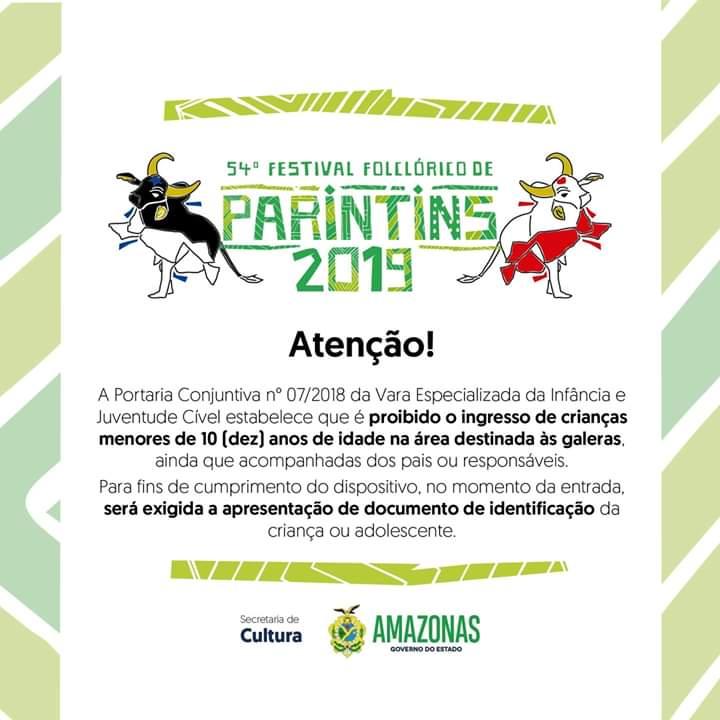 Juizado da Infância e da Juventude proíbe crianças menores de 10 anos no Festival de Parintins