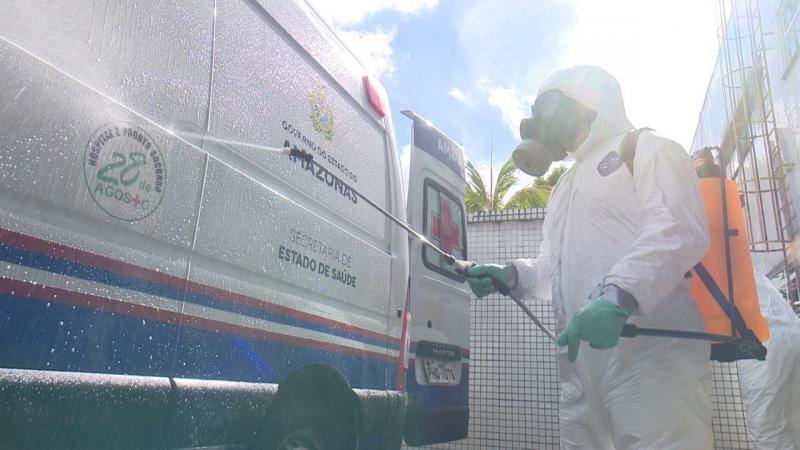 Militares das Forças Armadas realizam descontaminação de enfermaria e ambulâncias no HPS 28 de Agosto Militares das Forças Armadas realizam descontaminação de enfermaria e ambulâncias no HPS 28 de Agosto