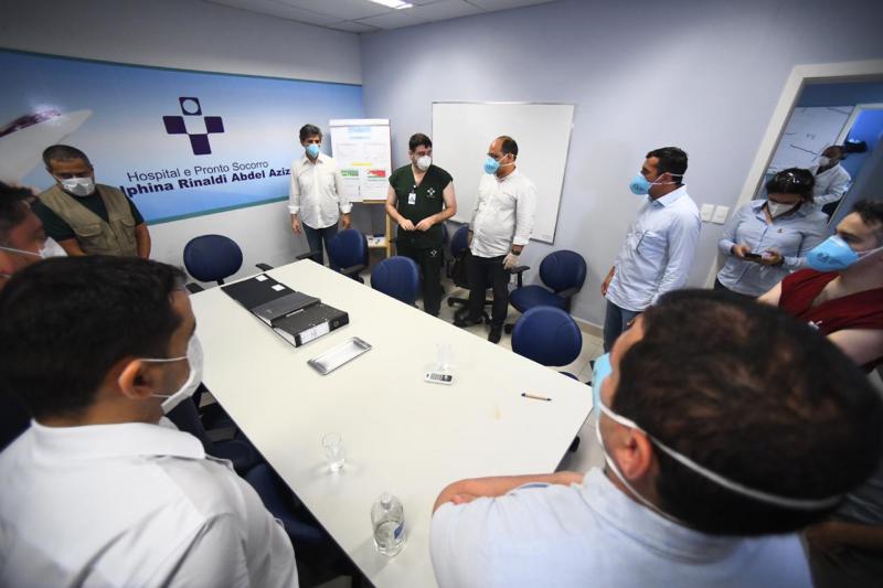 Em visita ao Delphina Aziz, Wilson Lima e ministro Nelson Teich destacam esforço conjunto no combate ao Covid-19