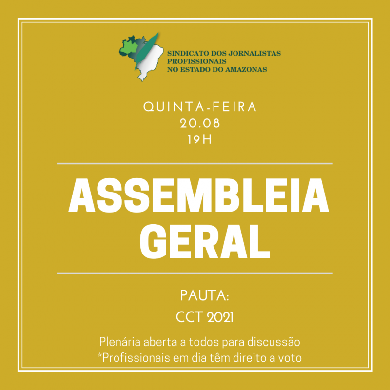 Sindicato dos Jornalistas convoca categoria para assembléia remota para discutir CCT 2021
