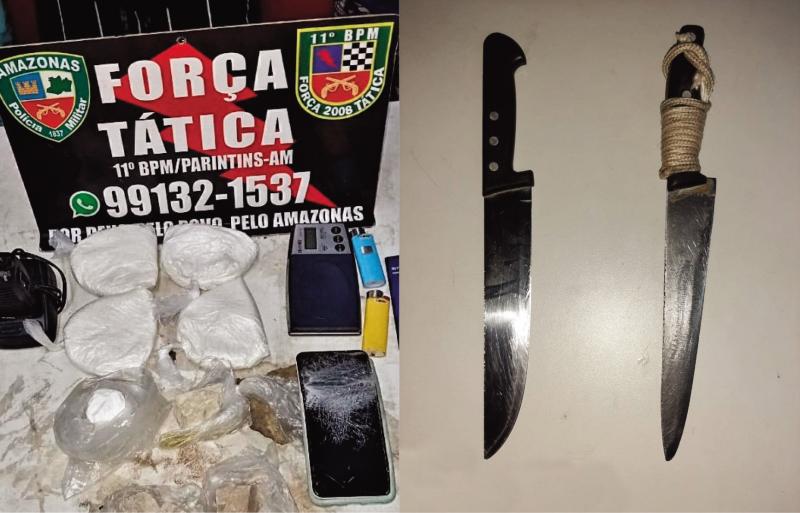 Em Parintins, policiais militares prendem duplas por roubo em posto de gasolina e tráfico de drogas