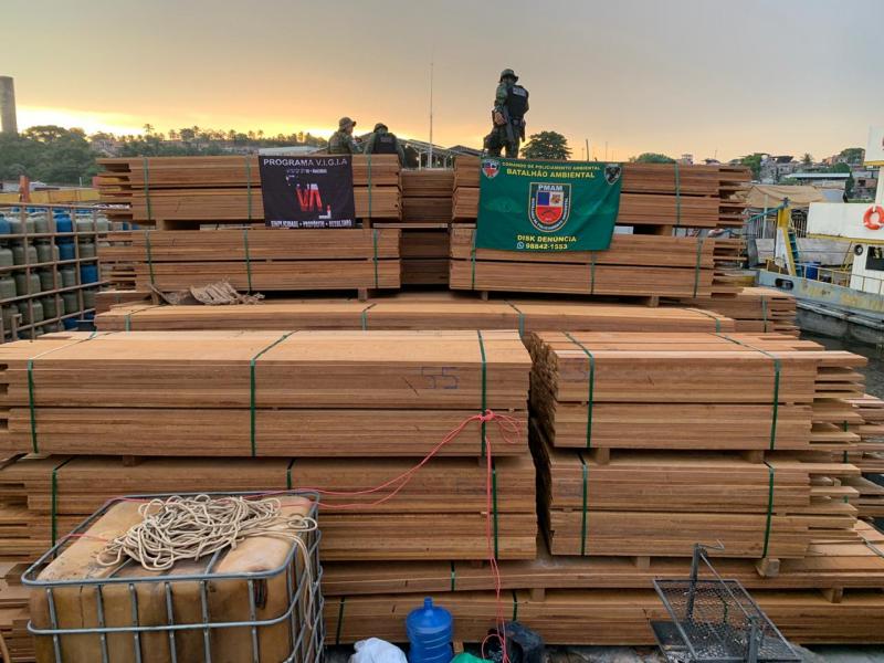 Batalhão Ambiental bate recorde de apreensão de madeira ilegal no Amazonas
