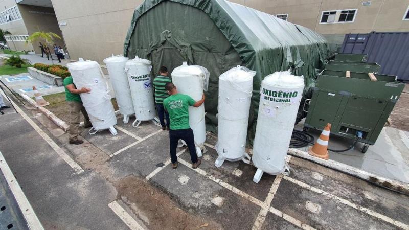 Inicia montagem de usinas de oxigênio em enfermaria de campanha no Delphina Aziz