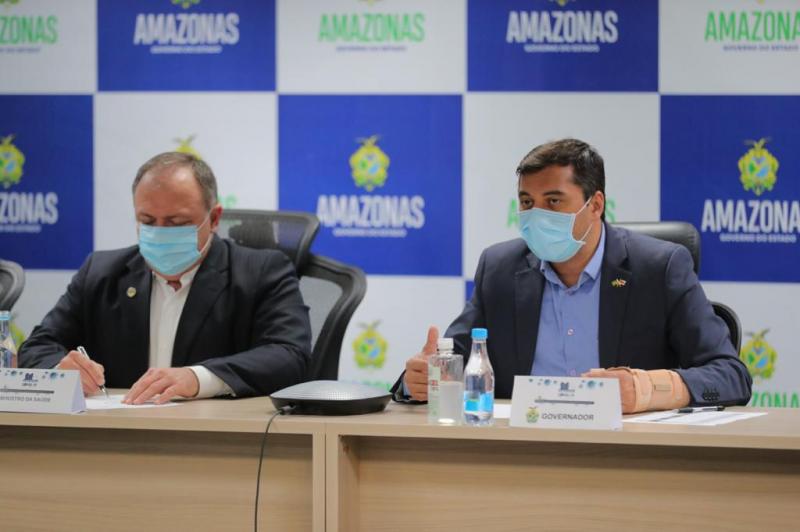 Wilson Lima e Ministro da Saúde tratam do plano de vacinação com prefeitos da região metropolitana de Manaus