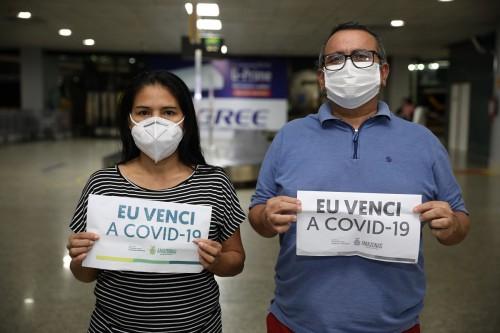 Mais quatro recuperados da Covid-19 tratados em Belém e Vitória retornam a Manaus