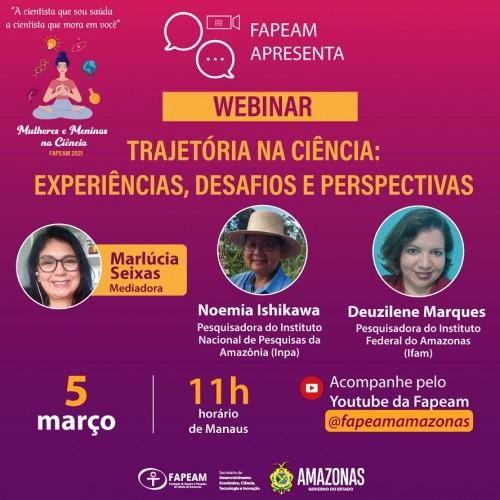 Trajetória de mulheres cientistas é tema de webinar da Fapeam