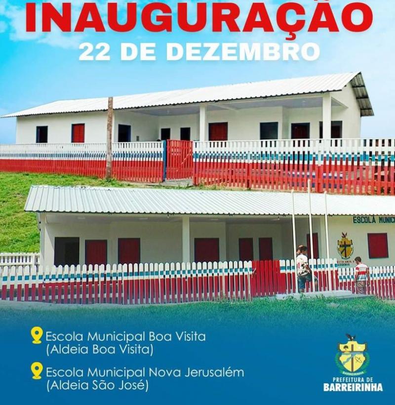 Prefeitura de Barreirinha inaugura escolas na área indígena, nesta quarta-feira (22)