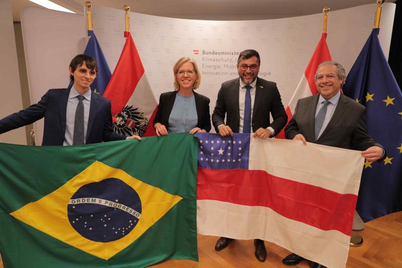 Wilson Lima se reúne com ministra do Meio Ambiente da Áustria e secretário do Clima de Viena para troca de experiências sustentáveis