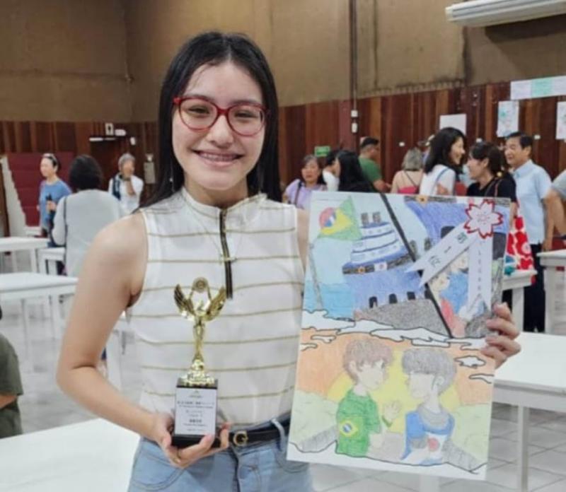 Aluna da rede estadual é bicampeã em concurso de desenho promovido pela Associação Nipo-brasileira da Amazônia Ocidental