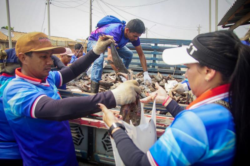 Prefeitura de Parintins entrega sete toneladas de pescado nas áreas de vulnerabilidade social