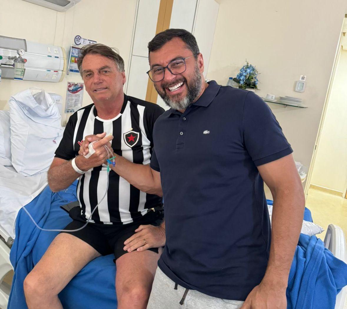 Governador Wilson Lima visita Bolsonaro em hospital, em Manaus
