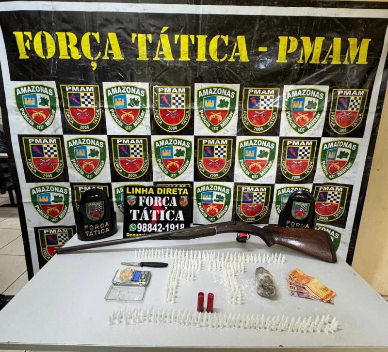 Operação Fronteira Mais Segura: homem é preso com arma de caça e drogas em Iranduba