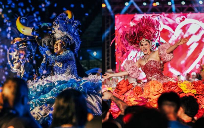Caprichoso e Garantido fazem a festa de boi-bumbá para o lançamento do 58º Festival de Parintins na Ilha Tupinambarana