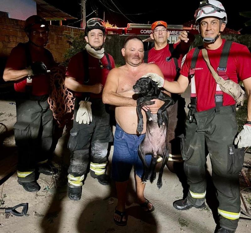 Em Parintins, cachorro sobe no telhado e é resgatado pelo Corpo de Bombeiros