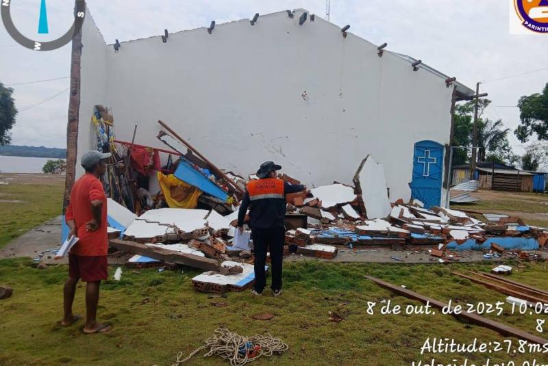Defesa Civil de Parintins avalia danos causados por temporal na comunidade Simeão-Ponta Alta, região do rio Mamuru