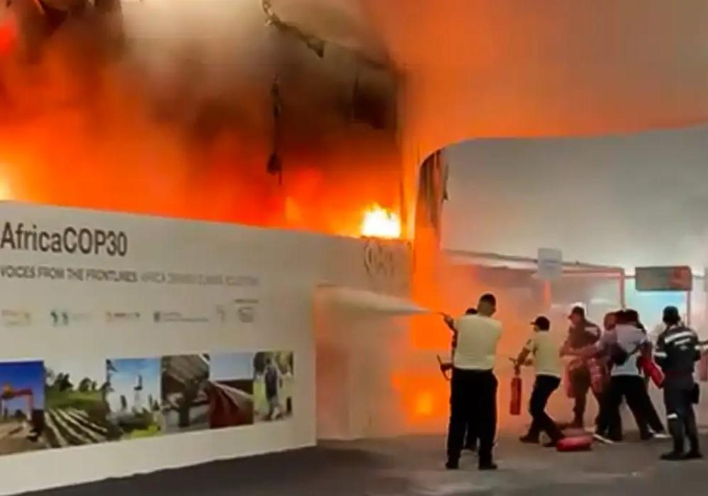 Incêndio atinge parte do pavilhão da COP30, em Belém