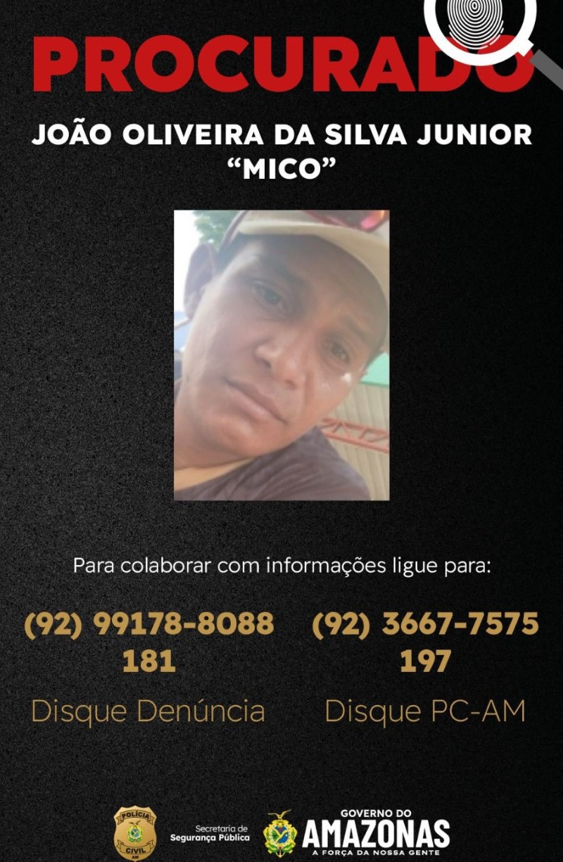 Operação Mulher Segura: PC-AM divulga imagem de homem procurado por descumprimento de medida protetiva