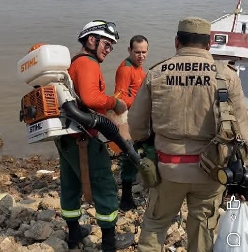 Defesa Civil, Bombeiros e brigadistas intensificam combate aos incêndios florestais na região do Mocambo, em Parintins