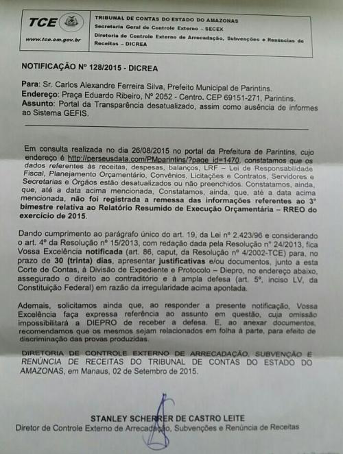 Carbrás é notificado pelo TCE por falta de informações de execução orçamentária de 2015 Carbrás é notificado pelo TCE por falta de informações de execução orçamentária de 2015