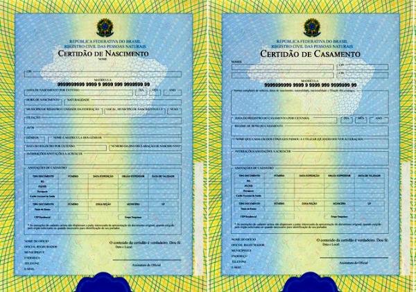 Certidões de nascimento, casamento e óbito passam a ser identidade civil única  Certidões de nascimento, casamento e óbito passam a ser identidade civil única