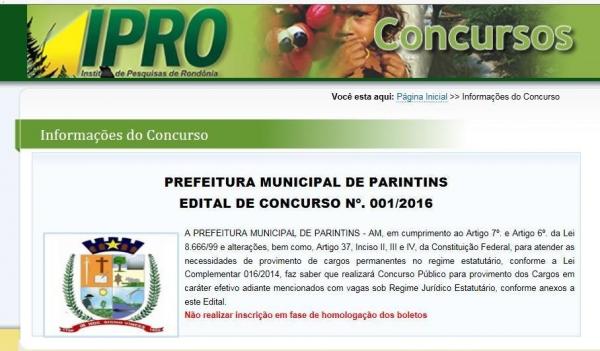 IPRO divulga nota de esclarecimento sobre suspeita de ilegalidade no concurso da Prefeitura de Parintins